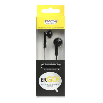 Наушники-вкладыши Smartbuy ERGO с микрофоном, 3,5mm, черный (SBH-500)