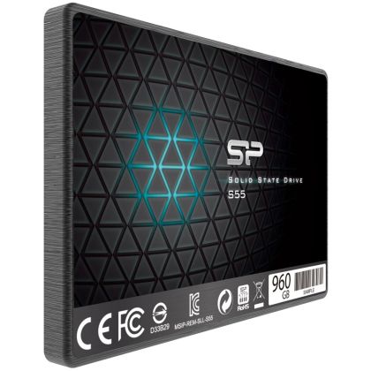 Твердотельный накопитель SSD 2.5"  SATA: 960 ГБ TLC SiliconPower Slim S55 [Скорость чтения/ записи: 500 МБ/ с/ 450 МБ/ с] SP960GBSS3S55S25