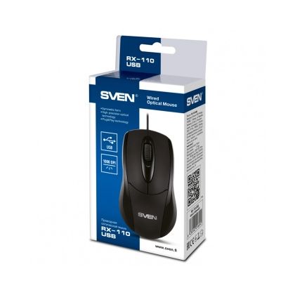 Мышь Sven RX-110 проводная, черный, USB,  оптическая (SV-016654)