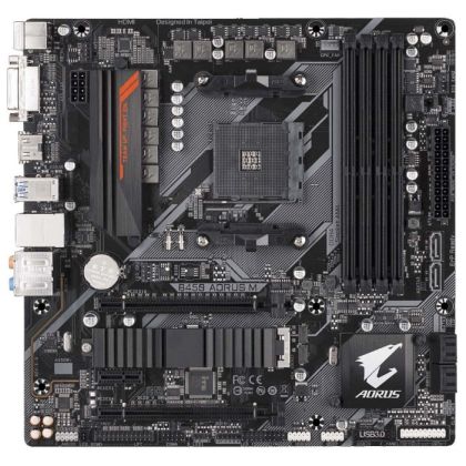 Материнская плата Gigabyte  B450 AORUS M  4*DDR4, 2*PCIEx16, 1*PCIEx1, нет*PCI, 6*Sata3, 2*M.2, 8 портов*USB3, DVI, HDMI, microATX]