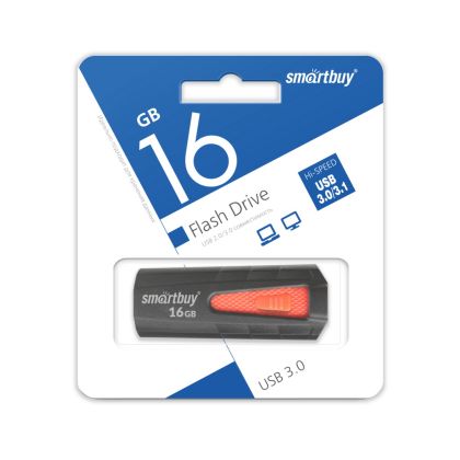 Флеш-накопитель Smartbuy 16Gb USB3.0 IRON черный/ красный (SB16GBIR-K3)