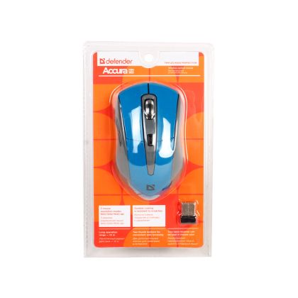 Мышь Defender Accura MM-965 беспроводная, синий, Радио USB,  оптическая (52967)