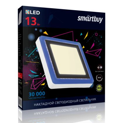Встраиваемый (LED) светильник Квадрат с подсветкой DLB Smartbuy-13w/ 3000K+B/ IP20 (SBLSq-DLB-13-3K-B)