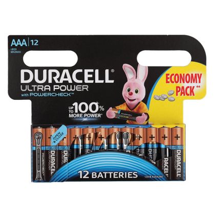 Батарейка Duracell LR03, AAA, щелочная, блистер 12шт, (LR03-12BL UP) Ultra Power, цена за упаковку