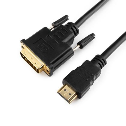 Кабель HDMI- DVI 3м Gembird/ Cablexpert черный, позол. разъемы, экран, пакет (CC-HDMI-DVI-10)