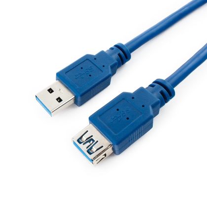 Кабель удлинитель USB 3.0 1,8м, Gembird/ Cablexpert экранированный, позолоченные контакты, синий (CCP-USB3-AMAF-6) пакет.