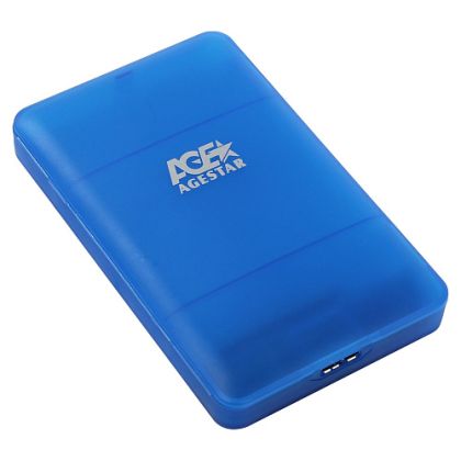 Карман для HDD/ SSD 2.5" SATAIII AgeStar 3UBCP3 (BLUE) USB 3.0, пластик, синий, безвинтовая конструкция
