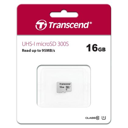 Карта памяти microSDHC Transcend 16Gb Class 10 UHS-I без адаптера (TS16GUSD300S)