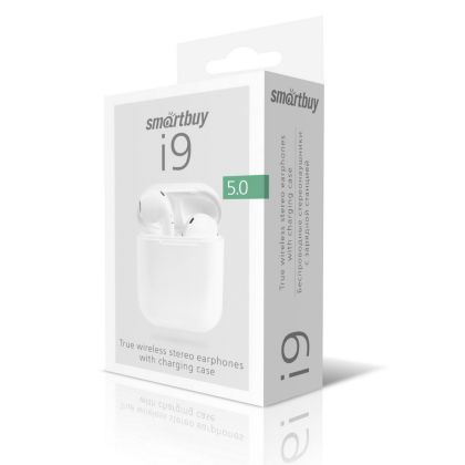 Наушники-вкладыши Smartbuy i9 с микрофоном, Bluetooth, белый (SBH-3035)