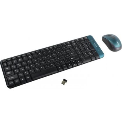 Комплект (клавиатура + мышь) Smartbuy 222358, беспроводной, классический, Радио(USB), черный/ синий (SBC-222358AG-K)