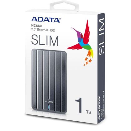 Внешний жесткий диск 2.5" 1Tb AData HC660 Ultra Slim USB 3.1 Серебристый (AHC660-1TU31-CGY)