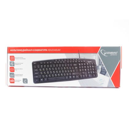 Клавиатура Gembird KB-8340UM-BL, проводная, мультимедийная, USB, черный (KB-8340UM-BL)
