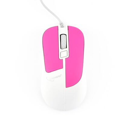 Мышь Gembird MOP-410-P оптическая, проводная, USB, офисная, soft touch, белый/ розовый (MOP-410-P)