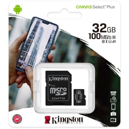 Карта памяти SDHC 32Gb Kingston UHS-I Canvas Select Plus + адаптер SD (SDCS2/ 32GB)