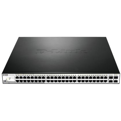 Управляемый коммутатор 48 портов WebSmart: D-Link DGS-1210-52MP (48x10/ 100/ 1000Base-T, 4x1000Base-X SFP, 48 POE портов 15,4Вт, POE бюджет 370Вт)