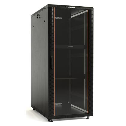Шкаф напольный телекоммуникационный 19" 47U, Ш800*В2277*Г800, передняя дверь - стекло c  перфорированными боковинами, черный (TTB-4788-AS-RAL9004)