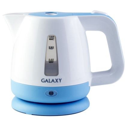 Чайник электрический GALAXY GL0223 1.0 л, 900 Вт, белый/ голубой (корпус - пластик)