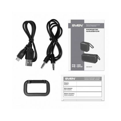Акустическая система Sven 1.0 PS-240 12W, mini Jack 3.5 мм + Bluetooth + microSD, черный (SV-018481)