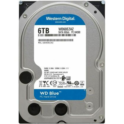 Жесткий диск HDD 3.5" SATA: 6000 Гб WD Blue [5400 rpm, 256 Мб, Sata 3 (6 Gbit/ s)] WD60EZAZ