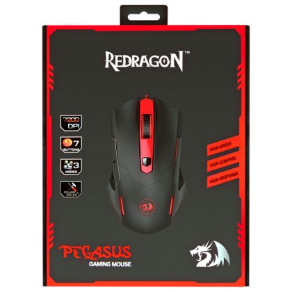 Мышь Defender PEGASUS REDRAGON оптическая, проводная, USB, игровая. черный/ красный (74806)