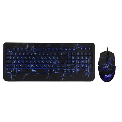 Комплект клавиатура+мышь+коврик Smartbuy RUSH Thunderstorm, проводной, игровой, USB, с подсветкой, черный (SBC-715714G-K)