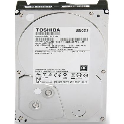 Жесткий диск HDD 3.5" SATA: 2000 Гб Toshiba 9F14311 [7200 rpm, 64 Мб, Sata 2 (3 Gbit/ s)] DT01ACA200