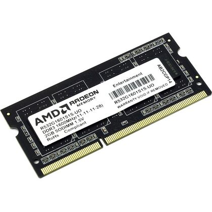 Модуль памяти SO-DIMM DDR3-1600МГц 2Гб  AMD Value Edition CL11 1.5 В (R532G1601S1S-UO)