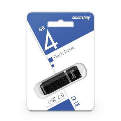 Флеш-накопитель Smartbuy 4Gb USB2.0 Quartz Черный (SB4GBQZ-K)