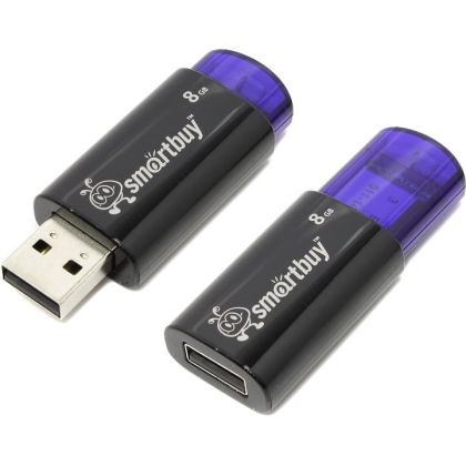 Флеш-накопитель Флеш накопитель SmartBuy Click 8Gb USB 2.0 Black (SB8GBCL-B)